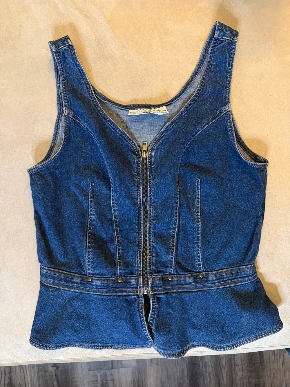Newport News Dark Blue Denim Zip-Front Tank